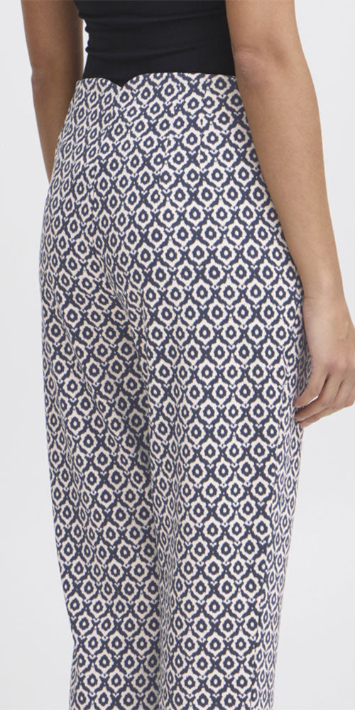 Ichi Slim Cut Ponte Pants, navy ikat