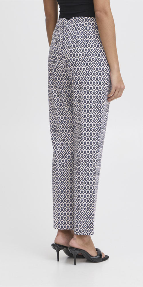 Ichi Slim Cut Ponte Pants, navy ikat