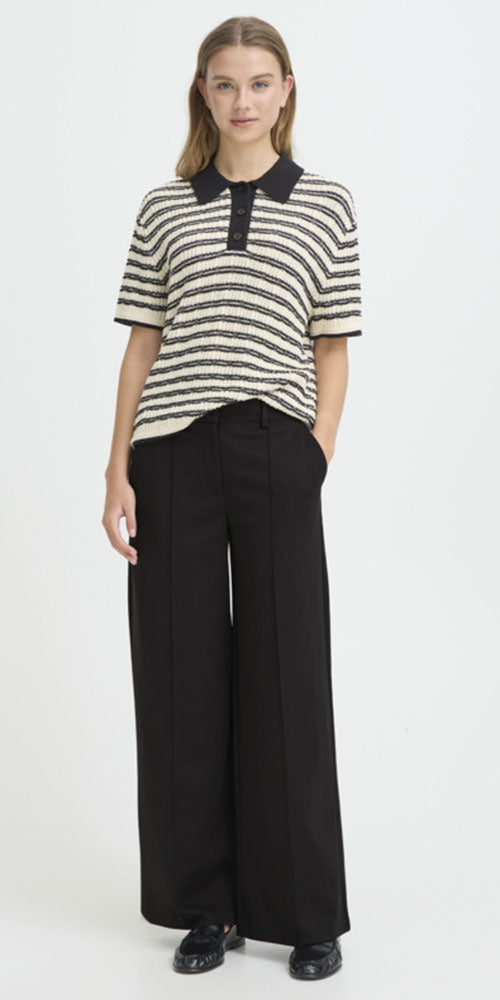 Ichi Ponte Knit Trousers, black