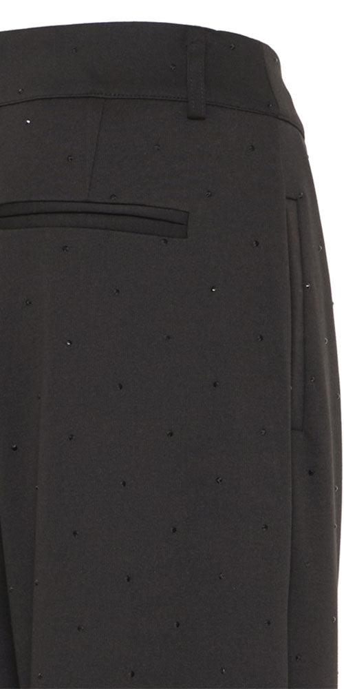 Ichi Ponte Knit Rhinestone Pants, black
