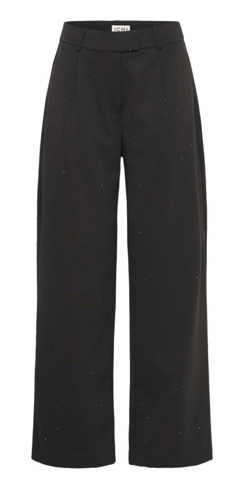 Ichi Ponte Knit Rhinestone Pants, black