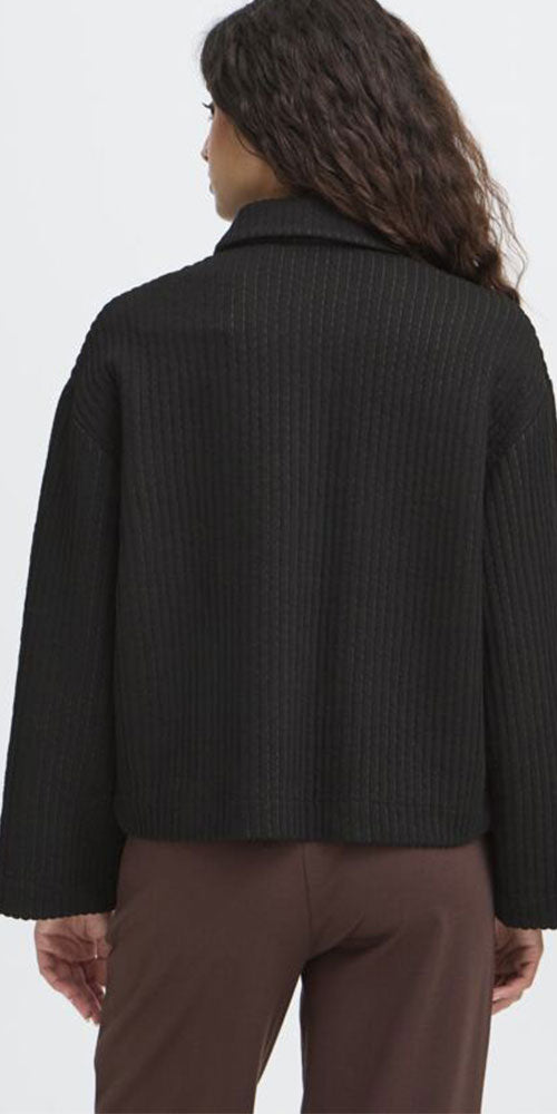 Ichi Quilted Cardy Jacket, black