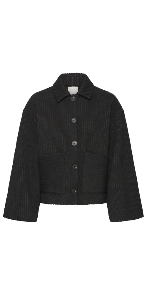 Ichi Quilted Cardy Jacket, black