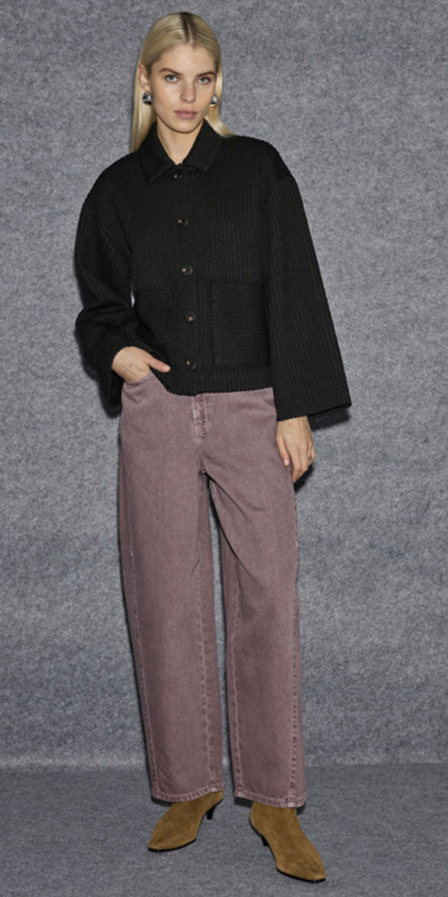 Ichi Quilted Cardy Jacket, black