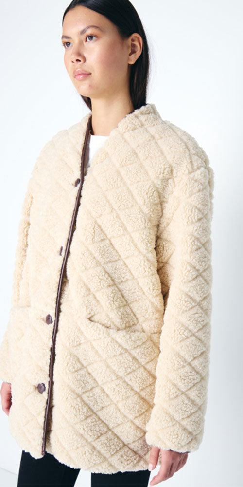 Ichi Quilted Sherpa Coat