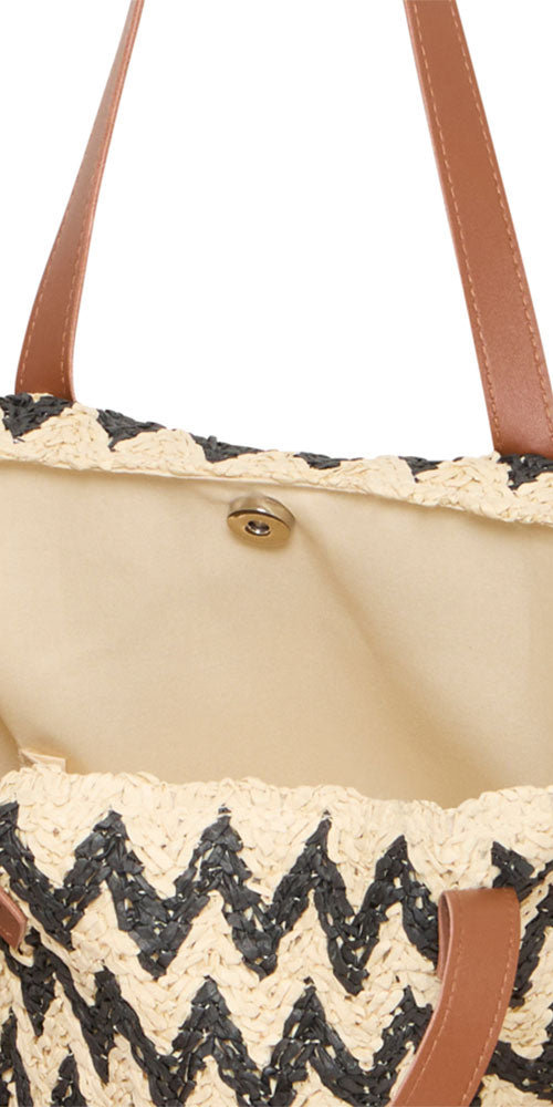 Ichi Raffia Zig Zag Tote