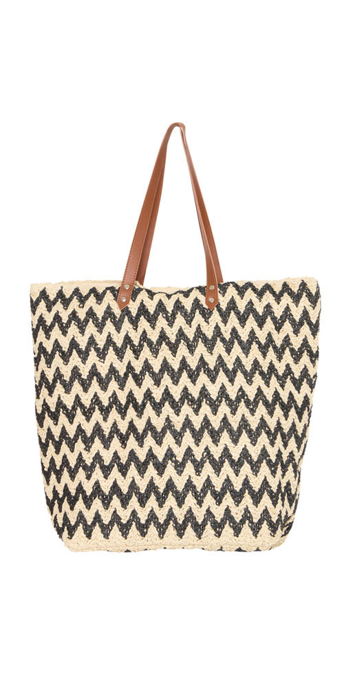 Ichi Raffia Zig Zag Tote