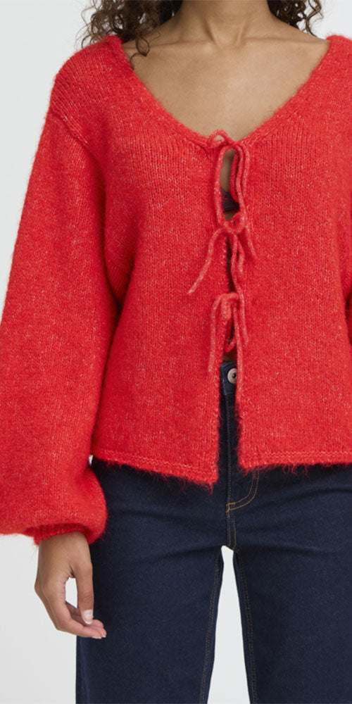 Ichi Reversible Tie Cardy, red