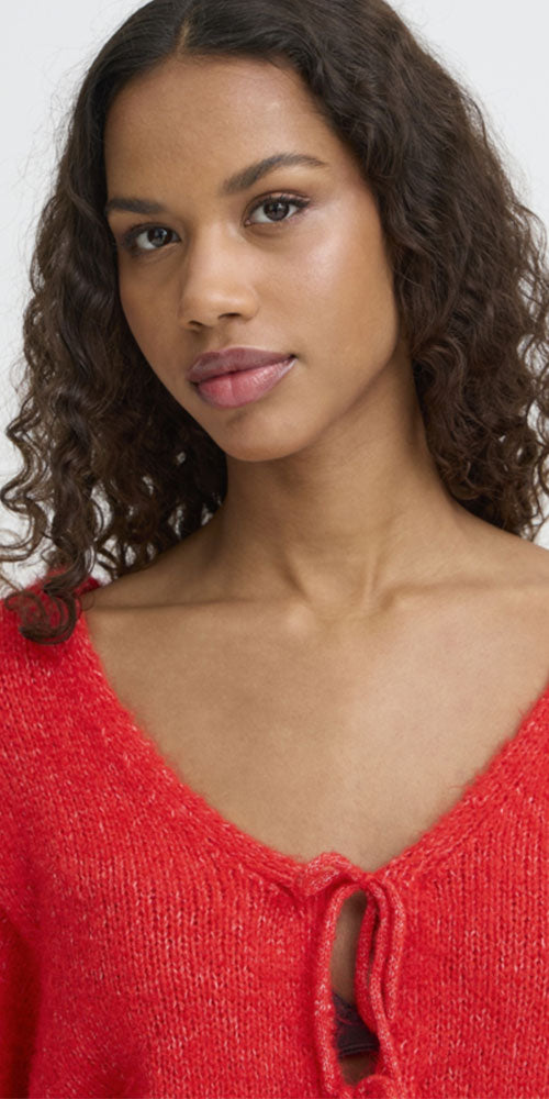 Ichi Reversible Tie Cardy, red