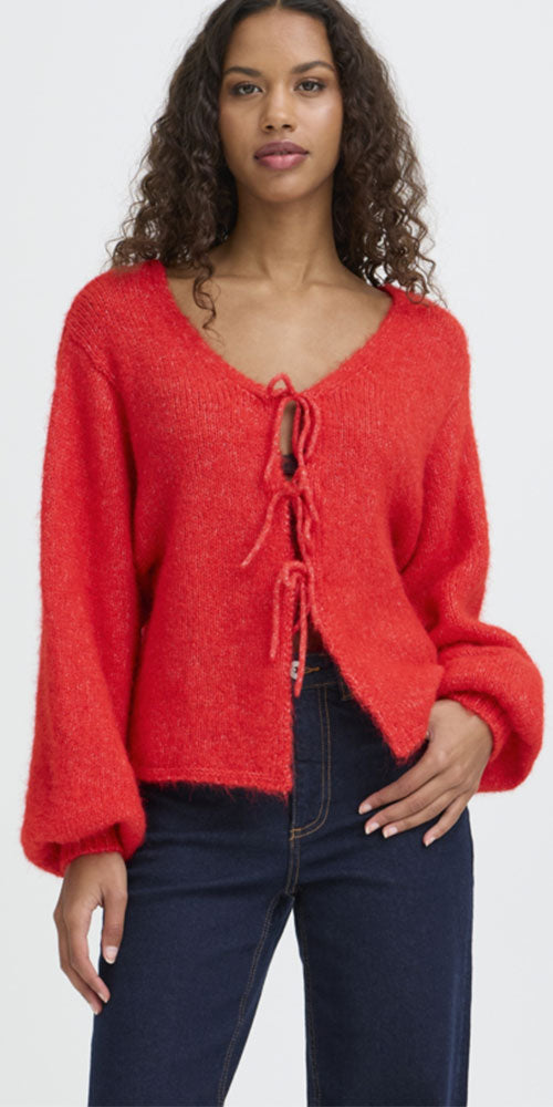 Ichi Reversible Tie Cardy, red