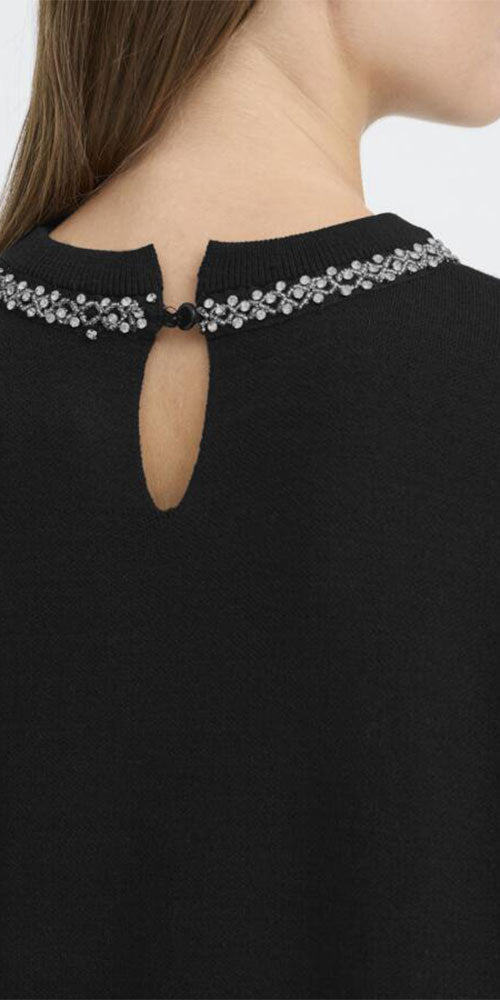 Ichi Rhinestone Detail Sweater Dress