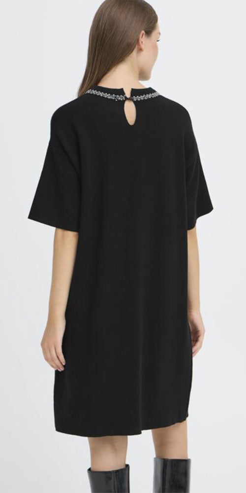 Ichi Rhinestone Detail Sweater Dress