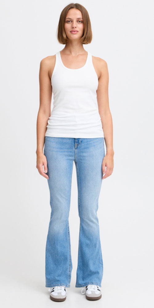 Ichi Ribbed Racer Tank, off-white