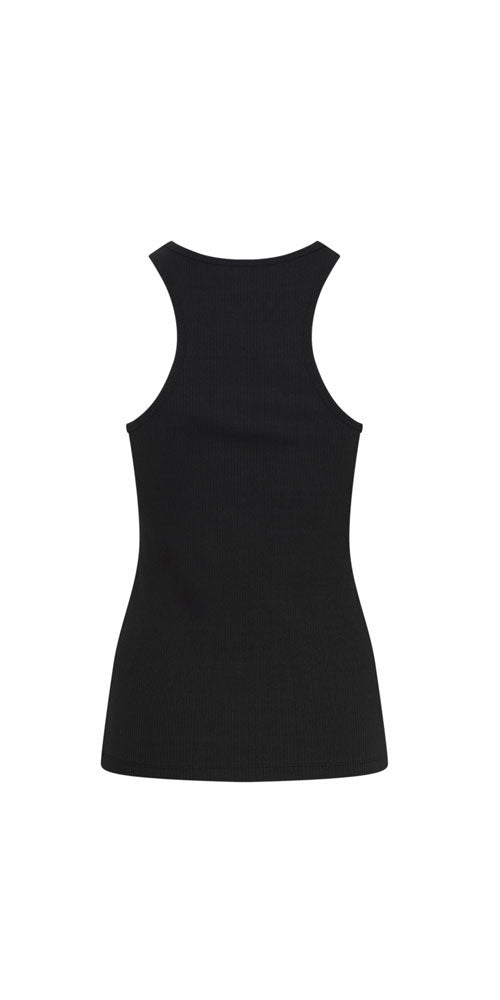 Ichi Ribbed Racer Tank, black