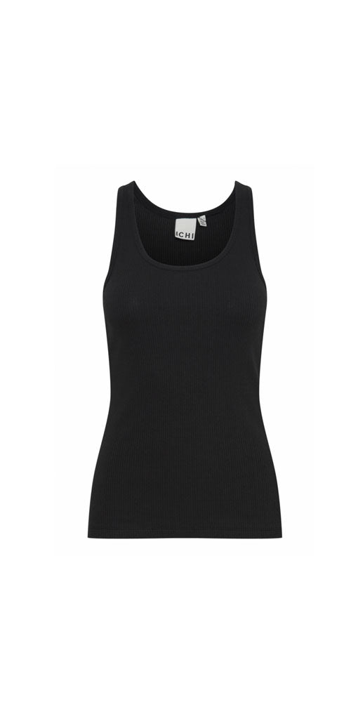 Ichi Ribbed Racer Tank, black