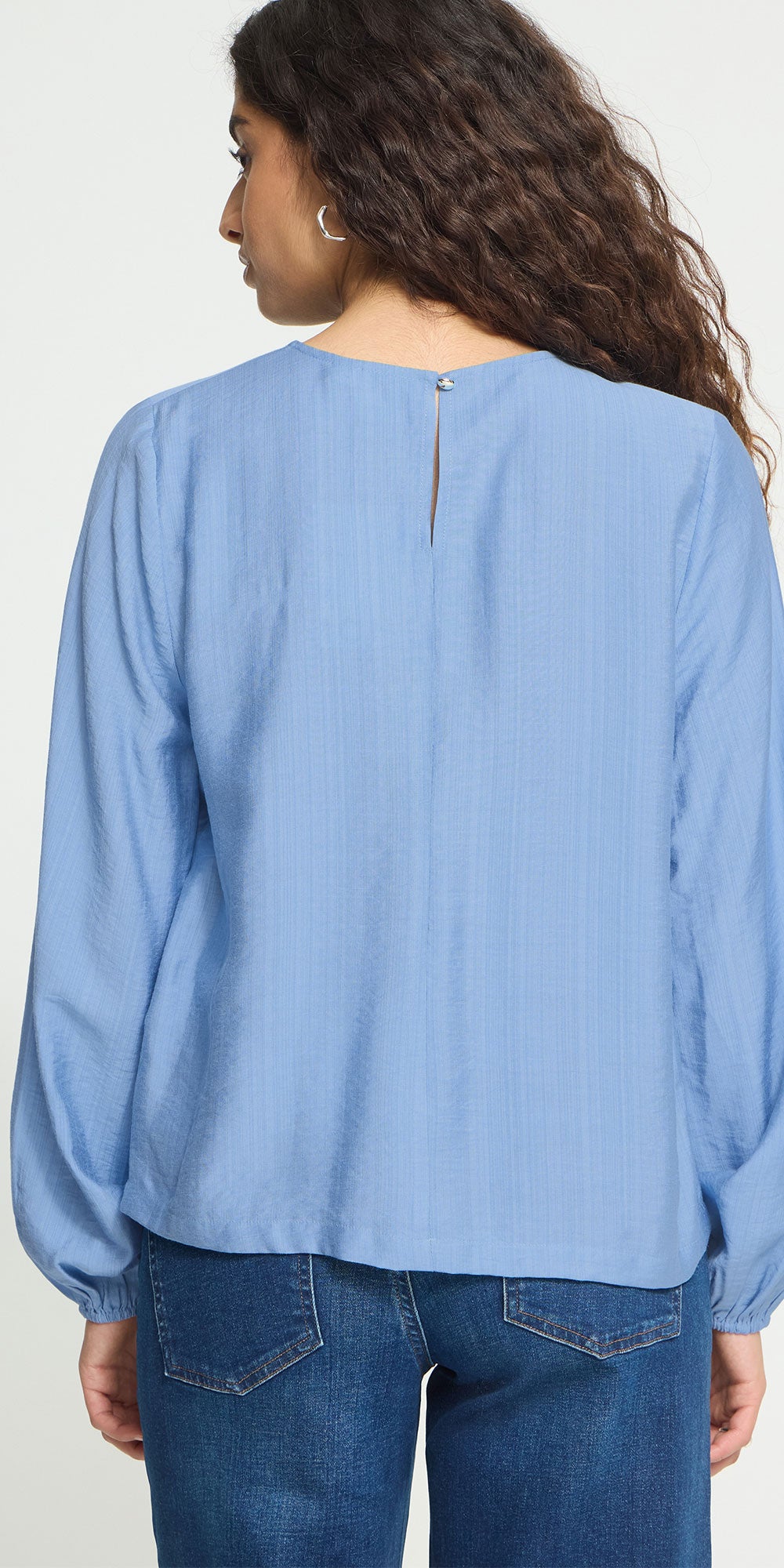 Ichi Ruche Neck Blouse, light blue