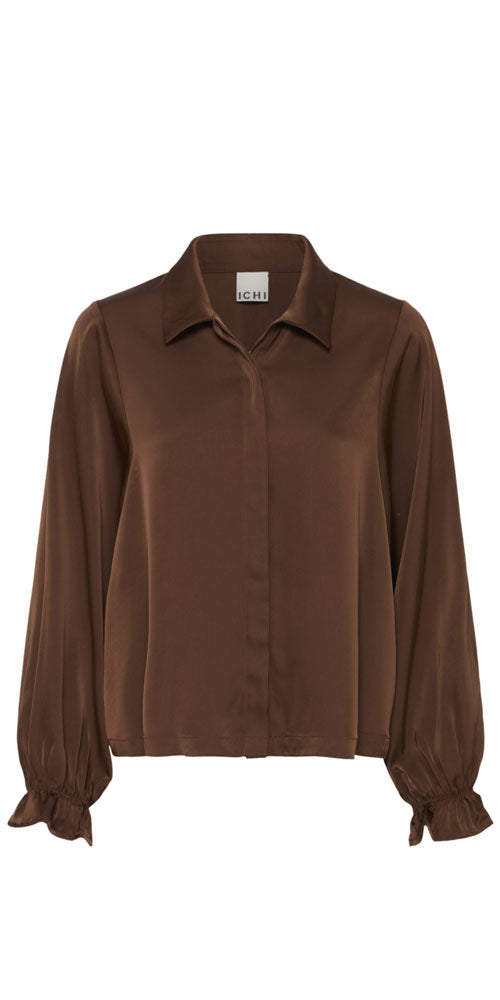 Ichi Ruched Satin Blouse