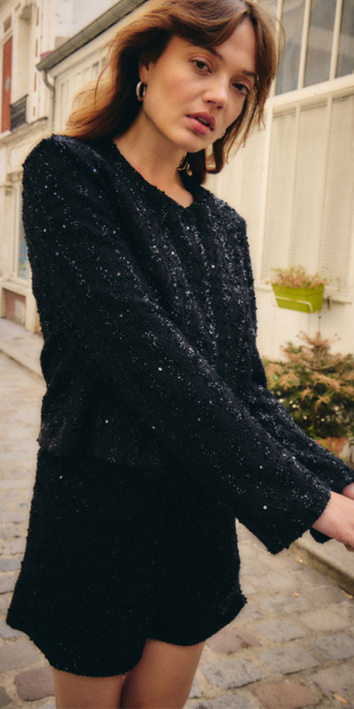 Ichi Sequin Tweed Jacket