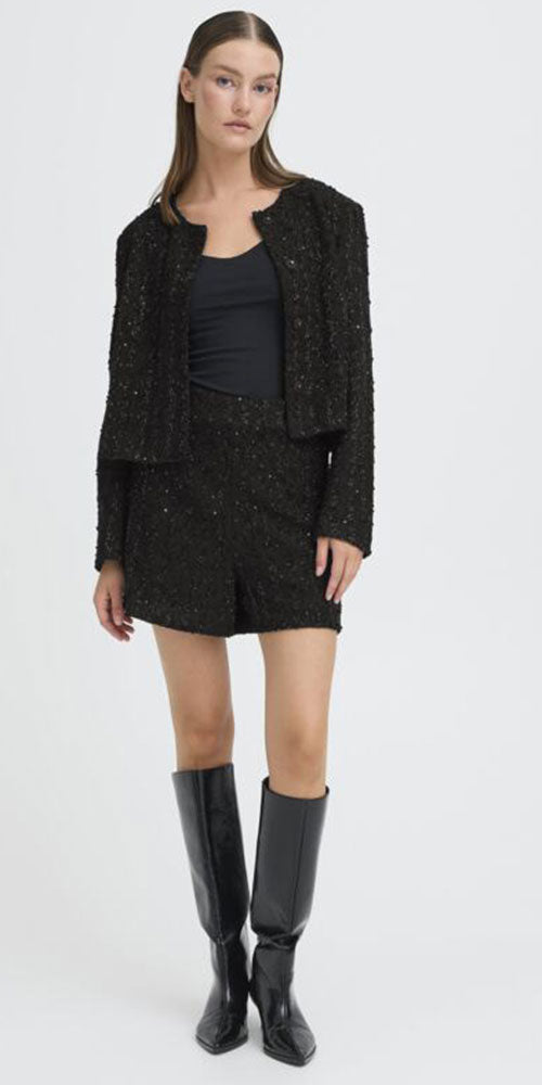 Ichi Sequin Tweed Shorts