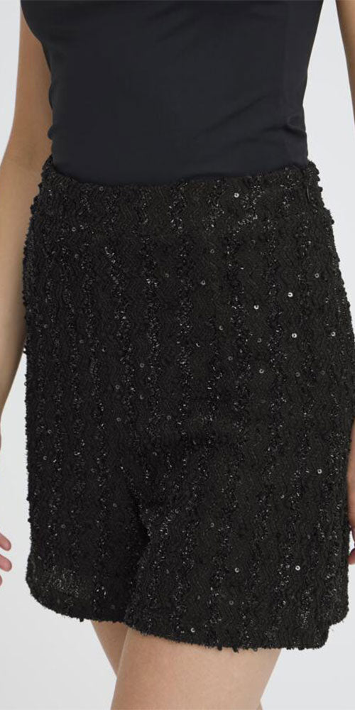 Ichi Sequin Tweed Shorts