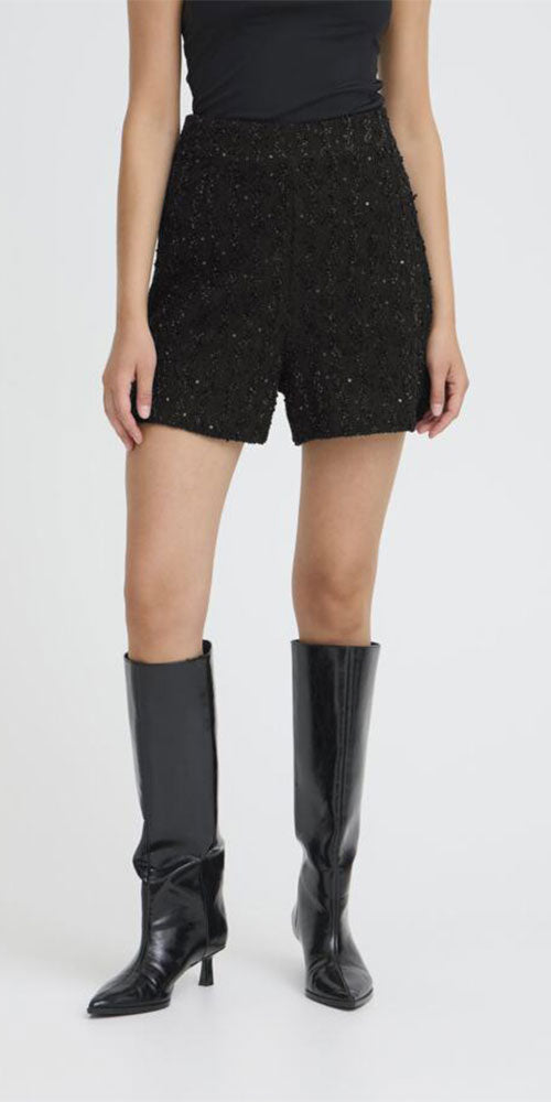 Ichi Sequin Tweed Shorts