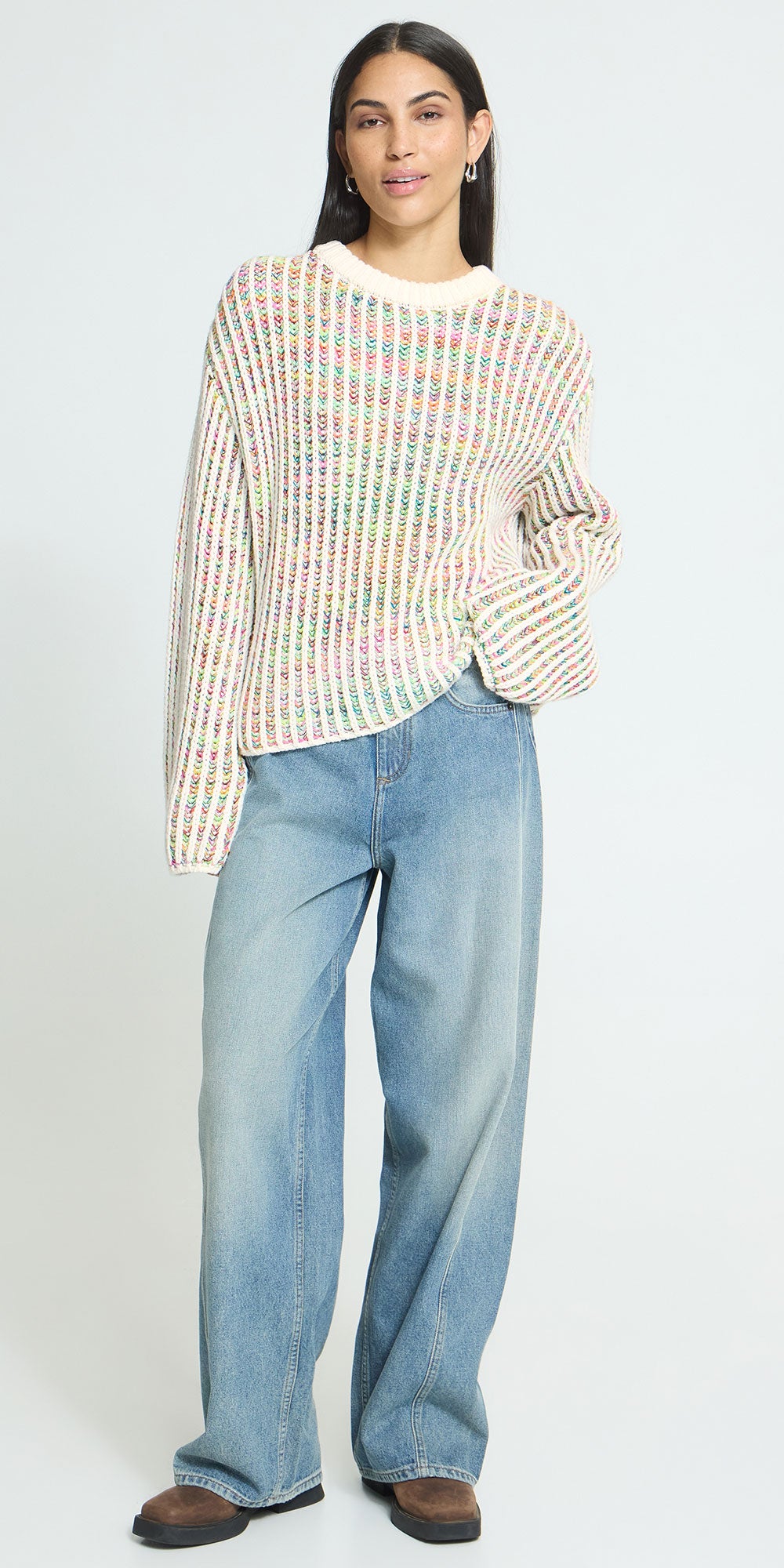 Ichi Multicoloured Shaker Knit Sweater