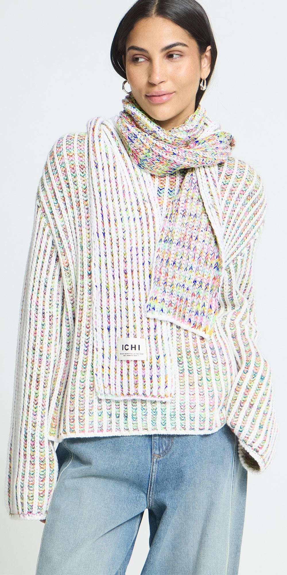 Ichi Multicoloured Shaker Knit Sweater