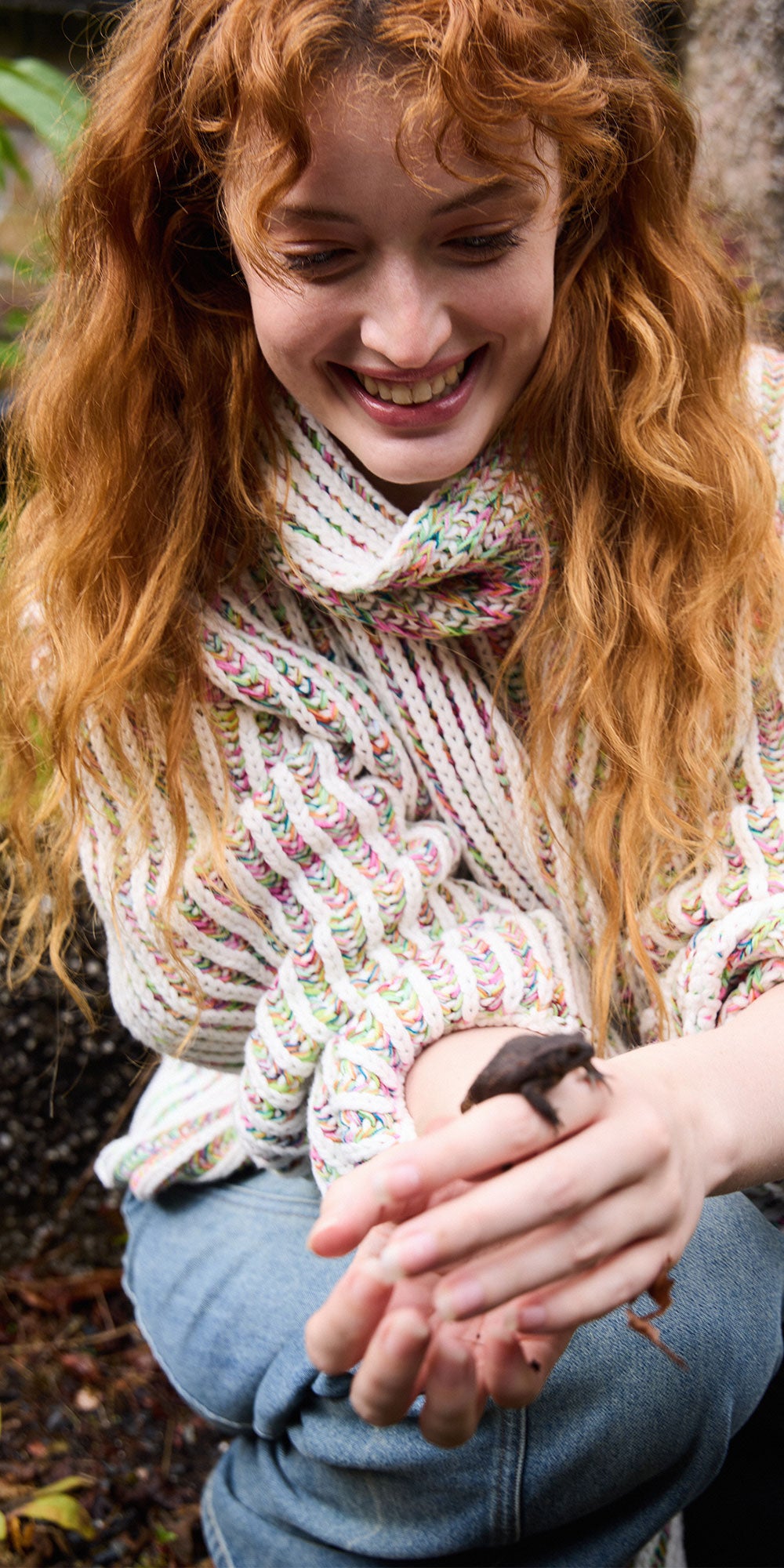 Ichi Multicoloured Shaker Knit Scarf