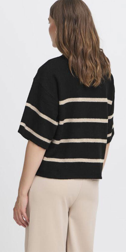 Ichi Short Sleeve Sweater, stripes