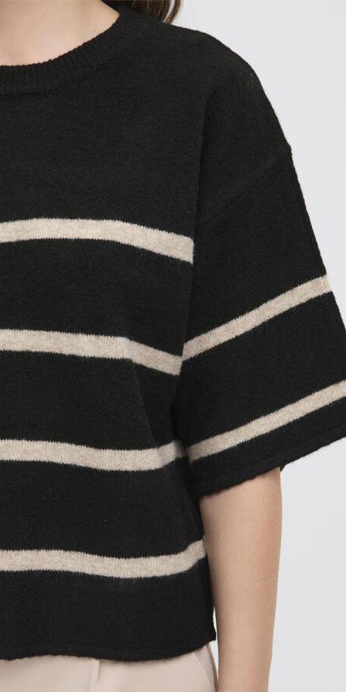 Ichi Short Sleeve Sweater, stripes