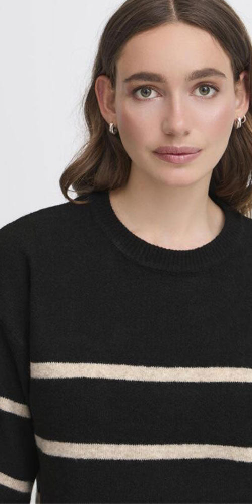 Ichi Short Sleeve Sweater, stripes