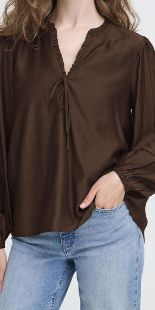 Ichi Silky Blouse, dark chocolate