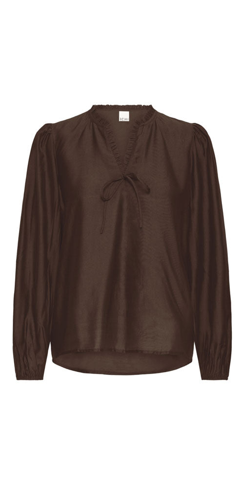 Ichi Silky Blouse, dark chocolate