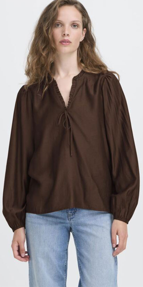 Ichi Silky Blouse, dark chocolate