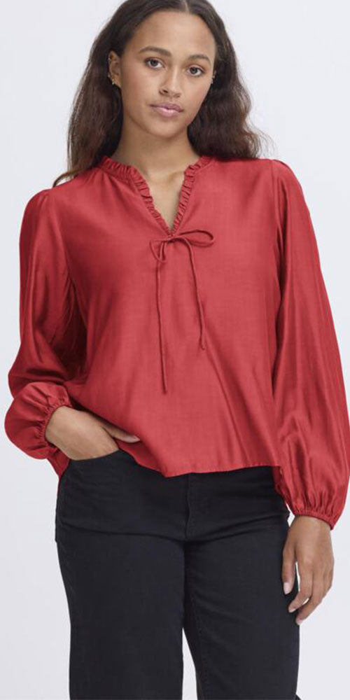 Ichi Silky Blouse, autumn red