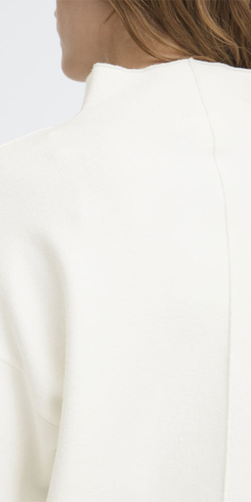 Ichi Smooth Knit Mock Neck Pullover, cloud dancer