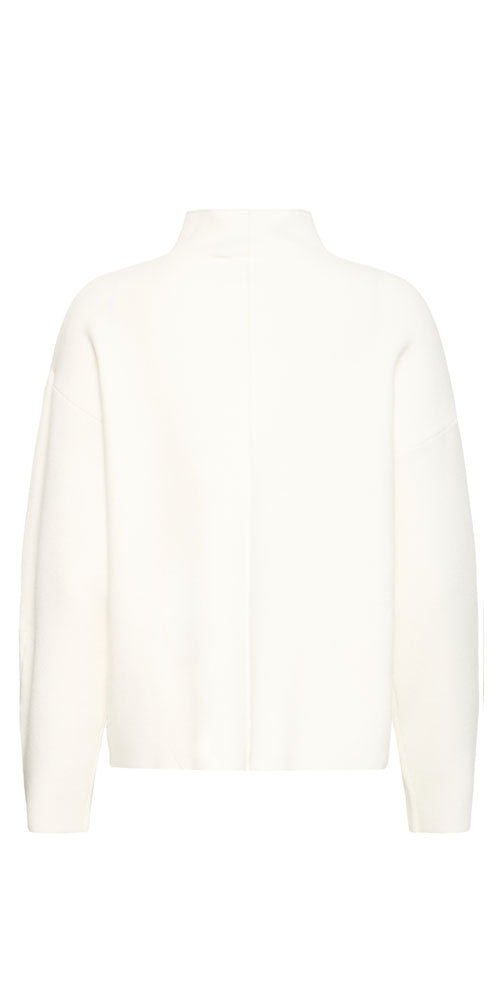 Ichi Smooth Knit Mock Neck Pullover, cloud dancer