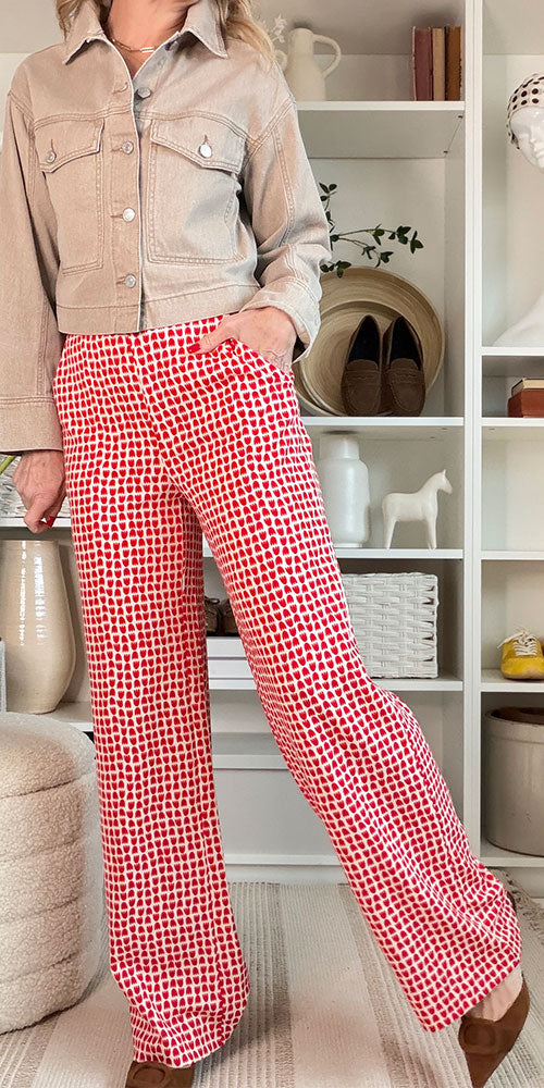 Ichi Ponte Knit Trousers, stacked tulip
