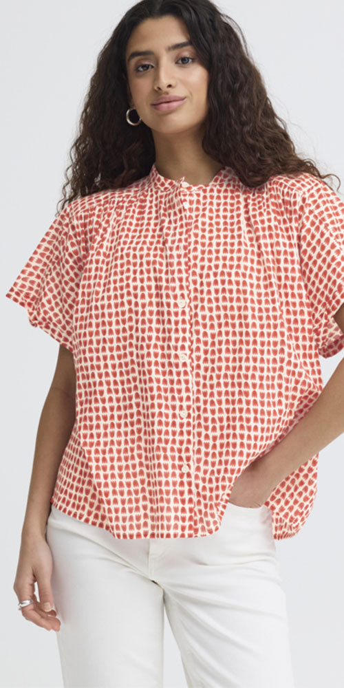 Ichi Cotton Dolman Sleeve Blouse, stacked tulip