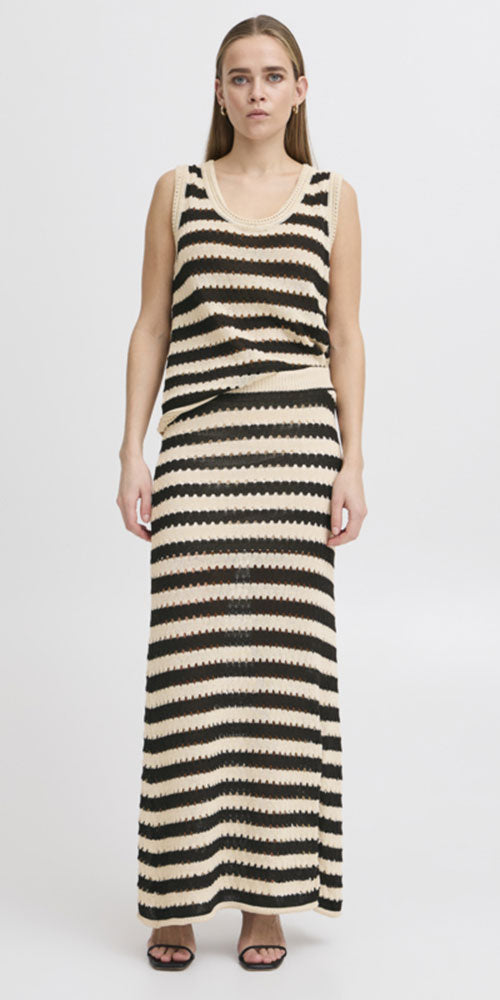 Ichi Striped Knit Skirt
