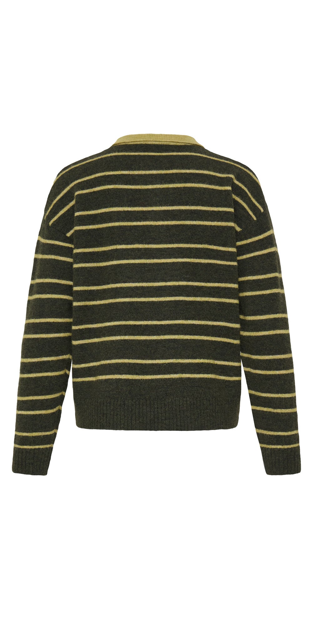Ichi Striped Polo Sweater, green mix