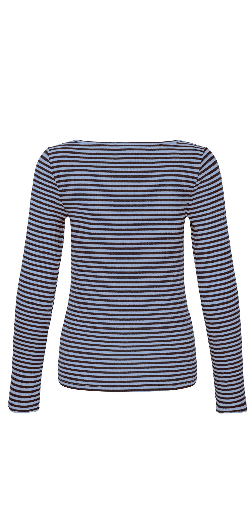 Ichi Striped Lettuce Edge Top, blue/brown