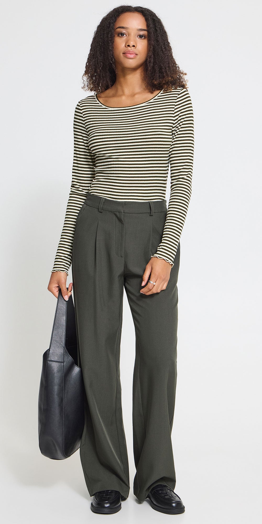 Ichi Striped Lettuce Edge Top, green/birch