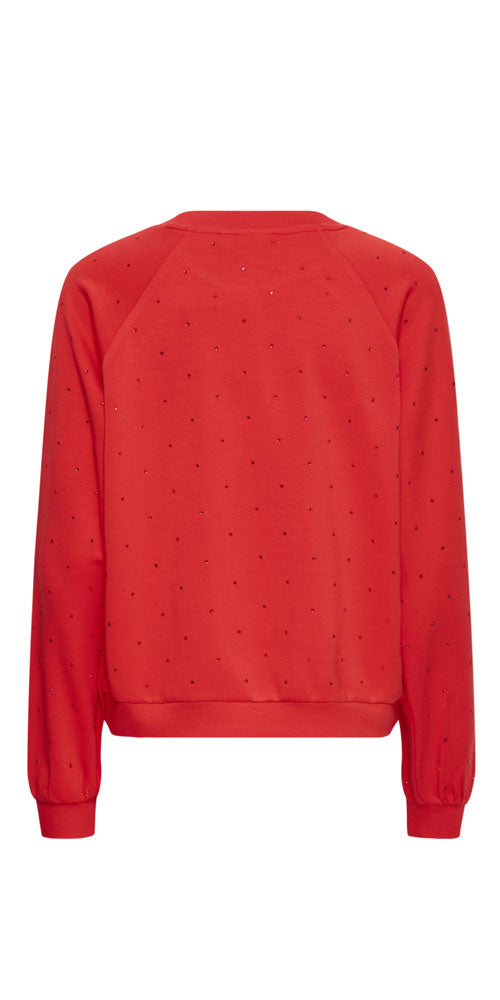 Ichi Studded Sweatshirt, red