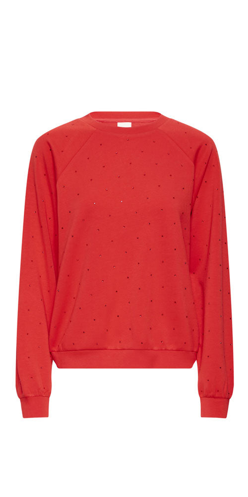 Ichi Studded Sweatshirt, red