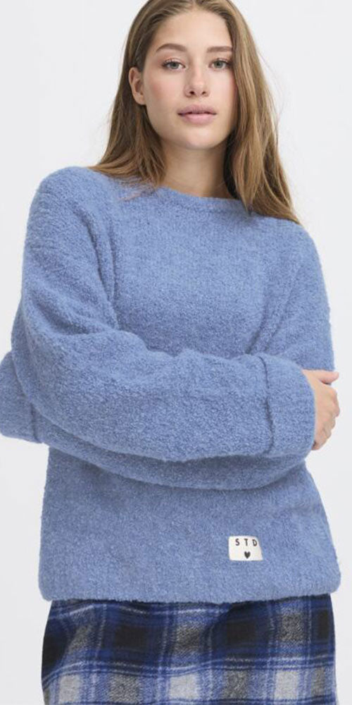 Ichi Teddy Fleece Sweater, blue