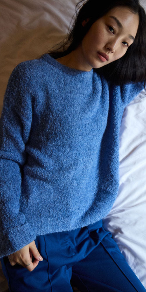 Ichi Teddy Fleece Sweater, blue