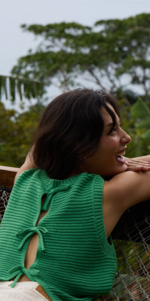 Ichi Tie Back Sweater Vest, green