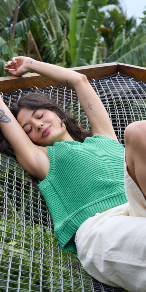 Ichi Tie Back Sweater Vest, green