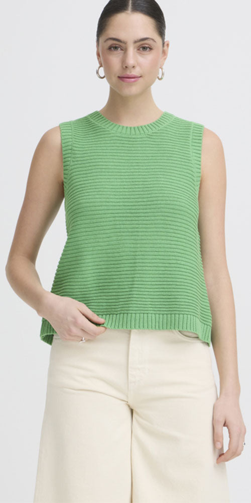 Ichi Tie Back Sweater Vest, green